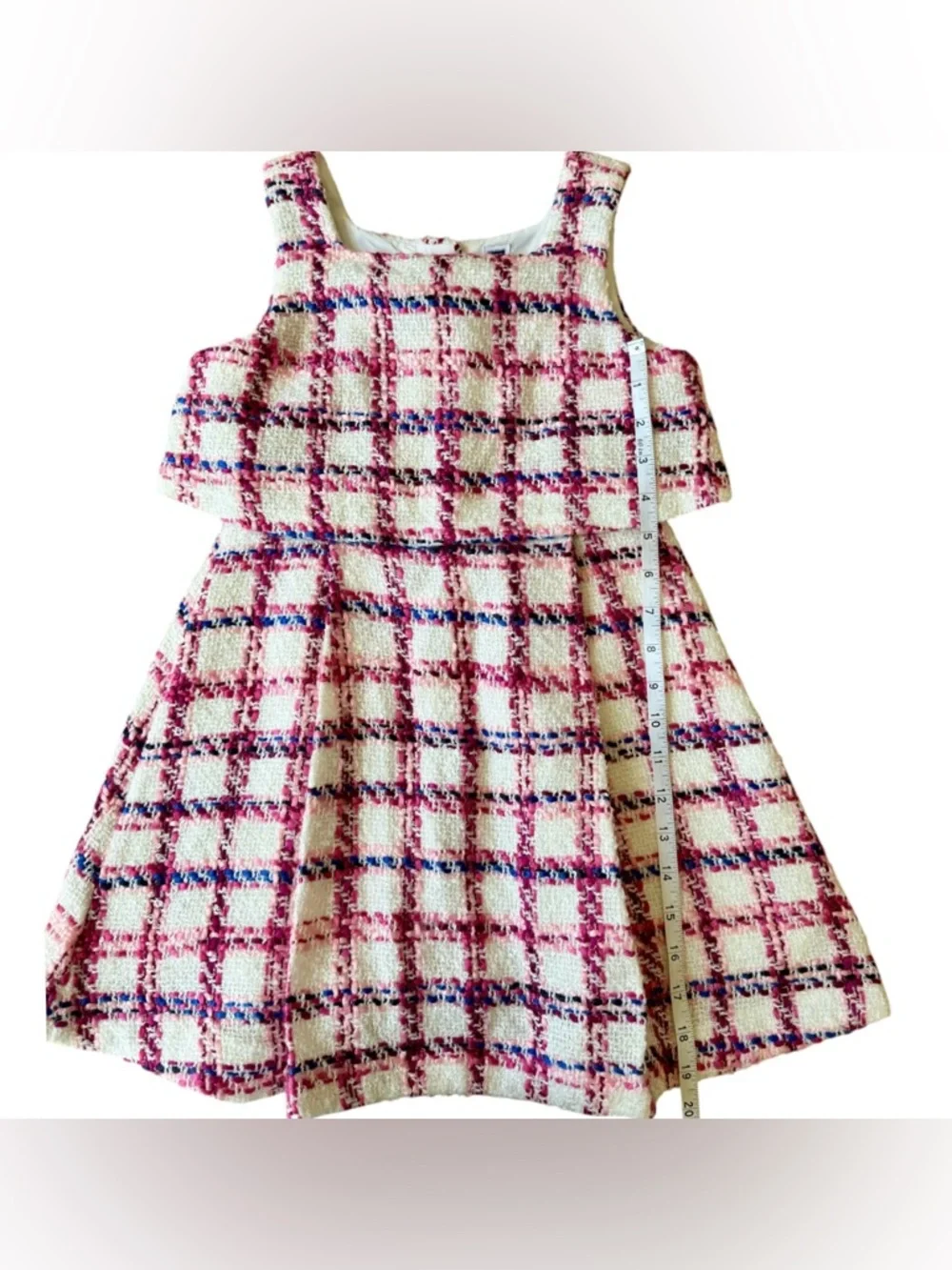 Janie And Jack Girls Tweed Boucle‎ Plaid Dress  Size 6